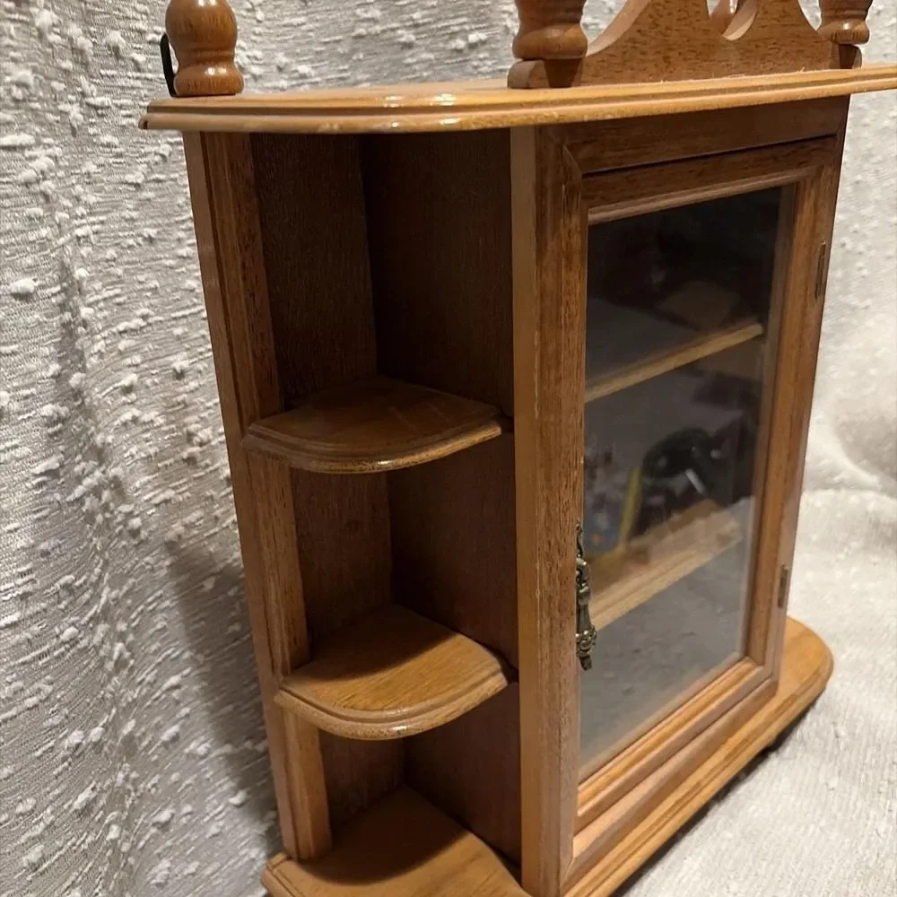 Wooden Curio Display Cabinet Vintage 16.5